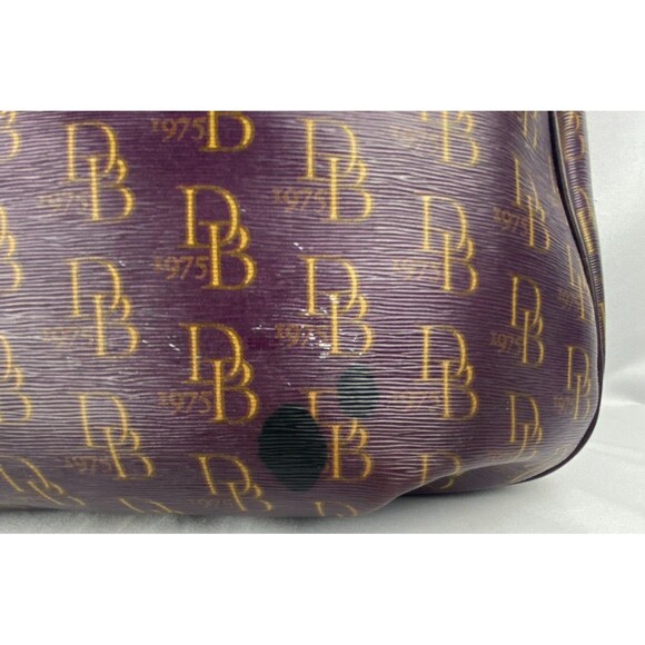 VTG Dooney Bourke Purple Monogram East West Collins Zipper Hobo Handbag J1611778 - Picture 8 of 16